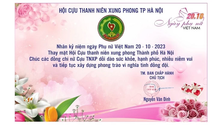 THƯ CHÚC MỪNG NGÀY THÀNH LẬP HỘI LIÊN HIỆP PHỤ NỮ VN 20/10